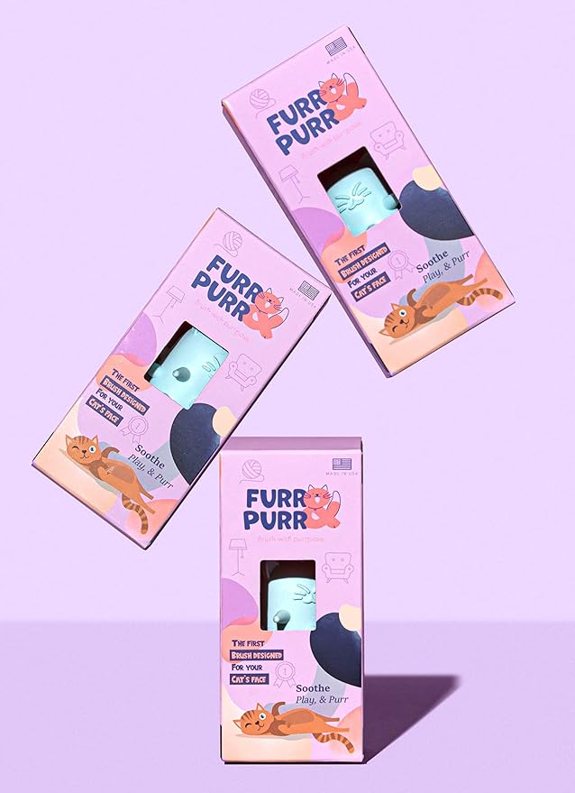 Furr&Purr Cat Brush Set for Indoor Cats - Grooming Tools: Face Scratcher, Calming Massager, and Scratching Pad (2-Pack, Made in the USA)-PurrikoPets
