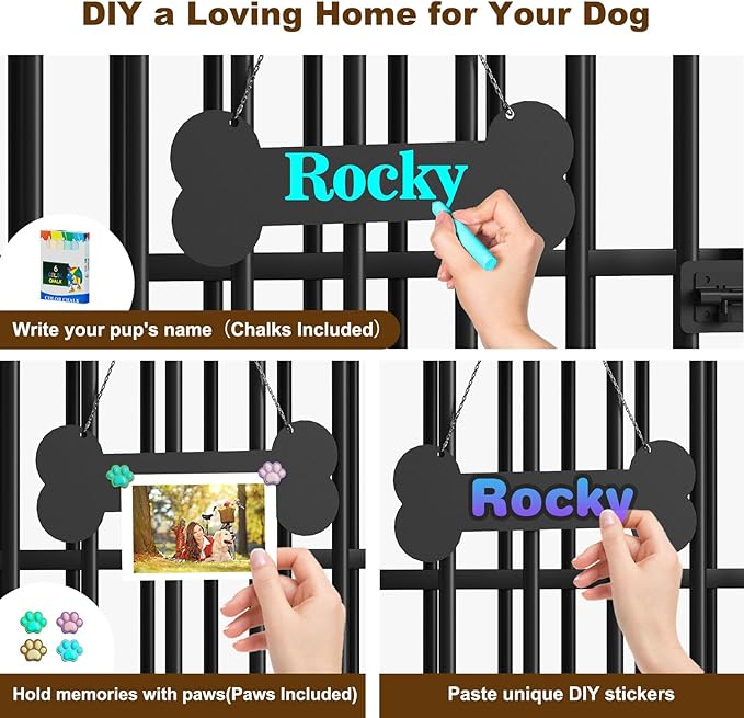 Easycom 31" Dog Crate Furniture Foldable, No Assembly Decorative Dog Kennel Indoor, Dog Crates for Small Dogs (20-40 lbs), Wooden Dog Cage with Adjustable Bowls and Name Tag, End Table, Rustic Brown-PurrikoPets