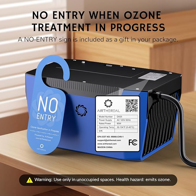 Airthereal DA25 Desktop Ozone Generator, 60,000mg/h High Capacity Odor Eliminator for Smoke, VOCs and Pet Odors, Portable Ozone Machine for Home, Garage & Car, Cover up to 5,000 sq.ft (Blue)-PurrikoPets