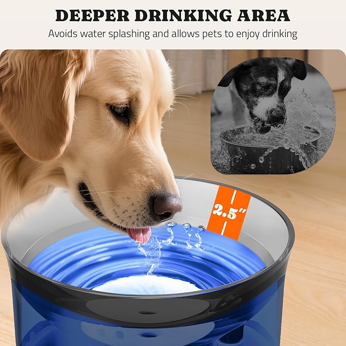 Dog Water Fountain with Vortex Filtration Design, 3.5L/123oz Elevated Dog Water Bowl for Large Medium Dogs & Cats, Automatic No Spill Water Dispenser with Deep Drinking Area and Ultra-Quiet Pump-PurrikoPets