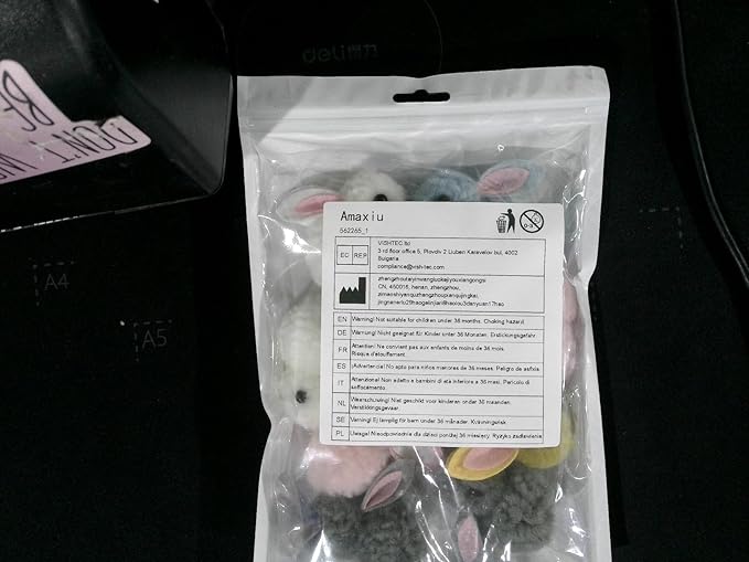 10Pcs Plush Toy Balls, Cute Bunny Shape Kitten Pompom Soft 5.5cm/2.16in Puff Ball Indoor Fun Colorful Cat Ball Toy Pom Pom Balls for Pet-PurrikoPets