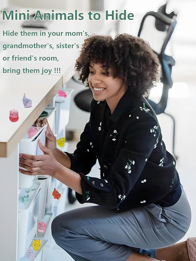 72 Types Luminous Mini Resin Animals, Plastic Tiny Resin Animals to Hide Prank,Mini Animals Figures for Fairy Garden, Dollhouse,Terrariums, Potted,Cake Topper, Miniature Landscape Ornament-PurrikoPets