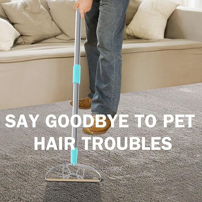 63“Ultra Long Carpet Rake by LINTPLUS-Heavy Duty Carpet Scraper & Pet Hair Remover for Deep Cleaning, Efficient Dog Hair Remover for Carpets,Rugs,Furniture-Durable Carpet Rake for Home Use-PurrikoPets