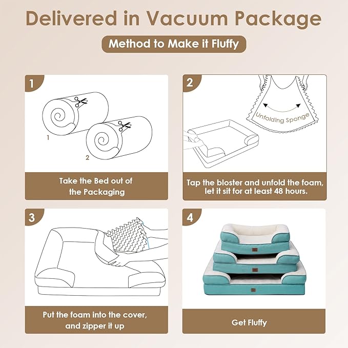 EHEYCIGA Orthopedic Dog Bed for Small Dogs, Waterproof Memory Foam Small Dog Beds with Sides, Non-Slip Bottom and Egg-Crate Foam Medium Pet Couch Bed with Washable Removable Cover, Turquoise Blue-PurrikoPets