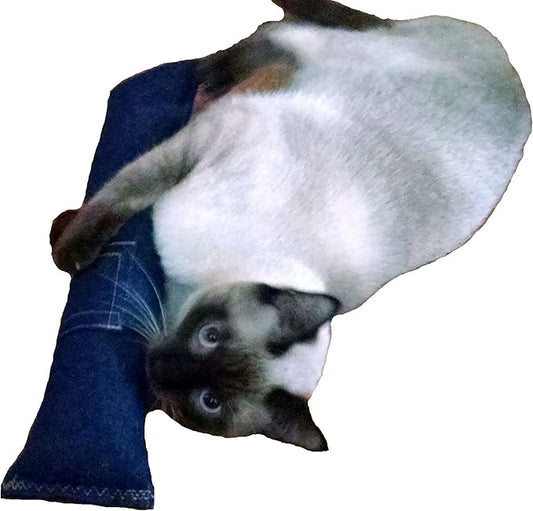 15" Cat Kicker Toy with Refillable Catnip Pocket (Denim) - Filled with Premium Canadian Catnip-PurrikoPets
