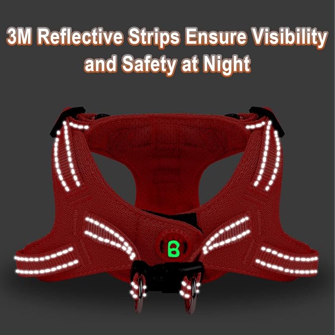 Dog Harness Step in Dog Vest Harness, Reflective Adjustable Puppy No Pull Harness Breathable Soft for Small and Medium Dogs Cats, Red, XS-PurrikoPets