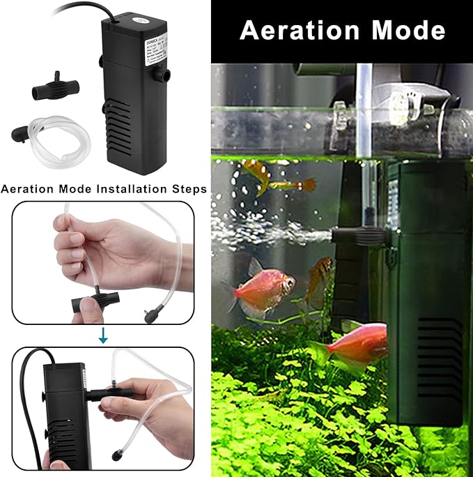 DOMICA Internal Aquarium Filter with Aeration System 100GPH 5W Power Filter for 5 to 15 Gallons Fish Tank, Submersible Fish Tank Filter-PurrikoPets