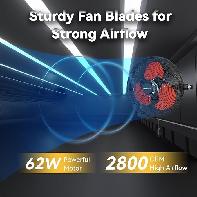 12 Inch Wall Fan Pro Series - Indoor High Velocity Wall Mount Fan for Commercial, Residential, Warehouse, Covered Patio, Shop, Garage, Barn, Gazebo 3 Speed 2800 CFM UL Safety Listed-PurrikoPets