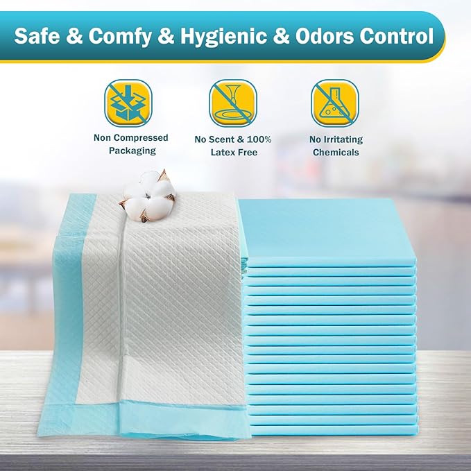 100 Count Bed Pads 30"x36" (No Adhesive Strip) Thicken Adults Incontinence Underpads Disposable, Heavy Duty Absorbent Chucks Waterproof, XL Extra Large Puppy Pee Training Pad-PurrikoPets