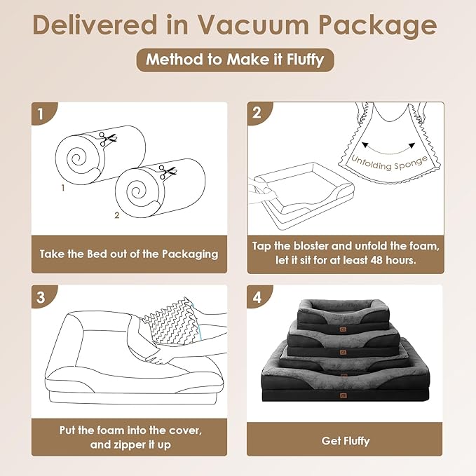 EHEYCIGA Memory Foam Dog Bed for Medium Size, Orthopedic Dog Sofa with Sides and Waterproof Liner, Washable Bolster Pet Bed Couch with Removable Cover, 30x20x6.5 Inch, Grey/Black-PurrikoPets