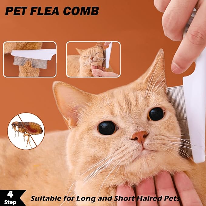 5 Pack Pet Steam Brush Kit – Pet Water Brush for Cats Shedding – Includes Steam Brushes, Undercoat Rake, Massage & Flea Comb for Cats and Dogs - Matted Fur Dematting Tool-PurrikoPets