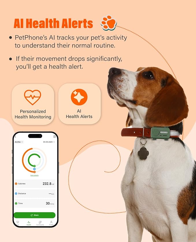 GlocalMe PetPhone for Dog and Cat, Support Play Music and Two-Way Call, Pet Community and AI Health Alerts, Real Time Tracking and Virtual Fence, Unlimited Range Pet GPS Tracker (Green)-PurrikoPets