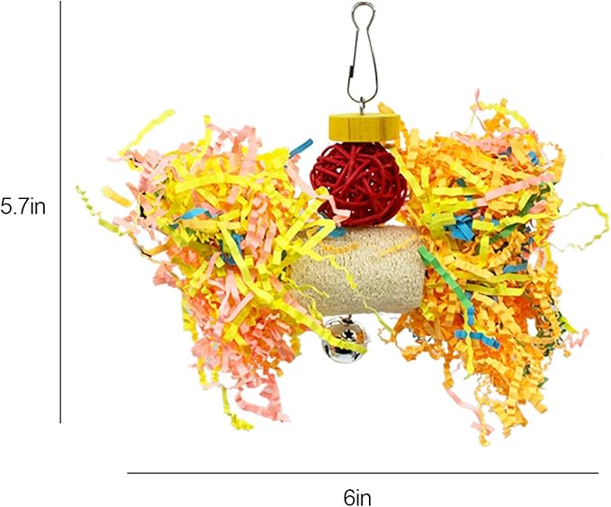 EBaokuup Bird Parrots Shredding Toys Parakeet Chewing Toys Bird Loofah Toys Parrot Cage Shredder Toys Bird Foraging Hanging Toys Bird Accessories for Parrots Lovebird Cockatiel Conure African Grey-PurrikoPets