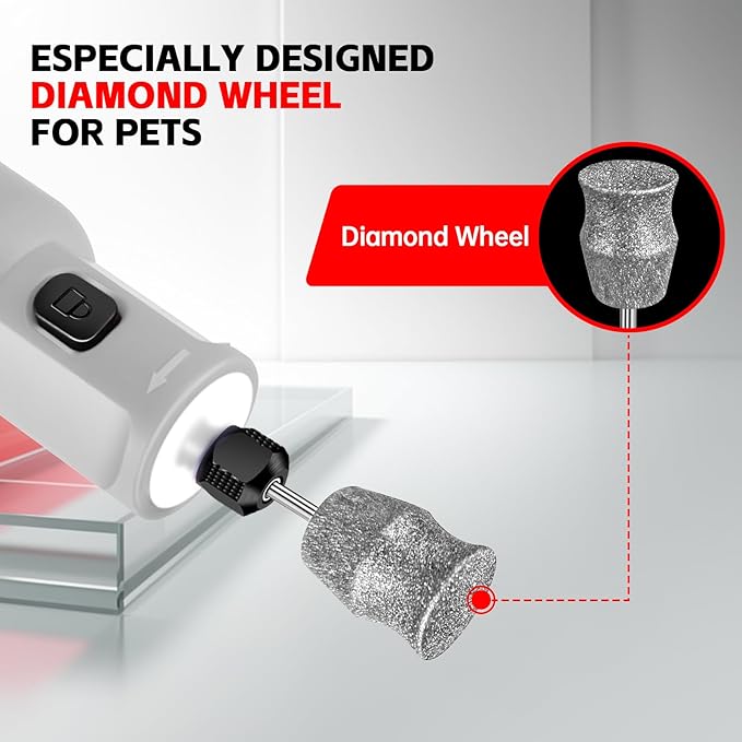 Dog Nail Grinder - Rechargeable Pet Nail Grinder, Electric Upgraded 5 Speed w LED Lights Cordless Dog Nail Trimmer Kit, 40 Accessories Pet Dog Claw Care Kit for Dogs Cats and Small Medium Animals Grey-PurrikoPets