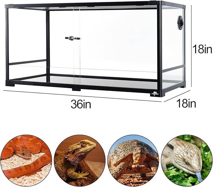 50 Gallon Reptile Tank, Glass Reptiles Terrarium 36" x 18" x 18", Sliding Door, Top Ventilation, Cable Pass, Humidify Hole, Glass Reptile Cage Habitat for Bearded Dragon, Lizard, Snake, Gecko-PurrikoPets