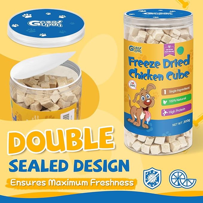 gazeupon Freeze Dried Chicken Treats for Dogs & Cats, Single Ingredient Natural and Healthy Training Treats & Food Topper, High Protein Dog Snacks,10.58 oz-PurrikoPets