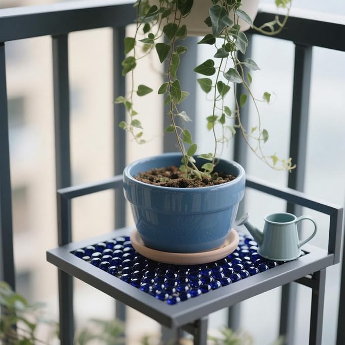 2.16LB Glass Beads Vase Filler Aquarium Gravel Decor Flat Glass Marbles Gems Pebbles Fish Tank Rocks Home Decorative Art Craft - Cobalt Blue-PurrikoPets