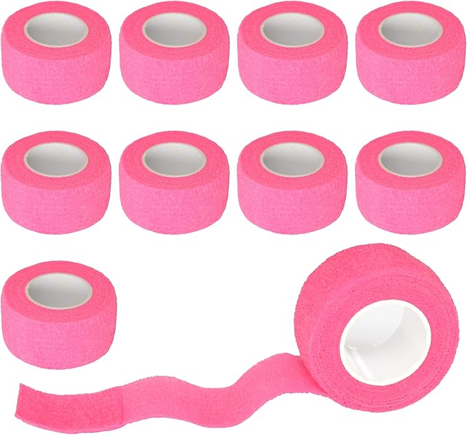 9 Pack 1" x 5 Yards Self Adhesive Bandage Wrap Self Stick Wrap for Ankle, Wrist, Finger, Sports, Breathable Cohesive Vet Tape for Pets (Pink)-PurrikoPets