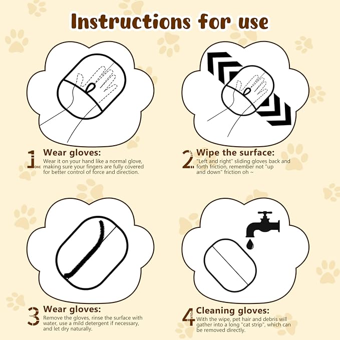 2PCS Pet Hair Removal Glove, 2025 New Upgrade Efficient Grooming Gloves for Pet Hair, Pet Hair Removal Tool for Cats & Dogs, Reusable Cat & Dog Hair Remover for Couch, Furniture, Carpet, Curtain-PurrikoPets