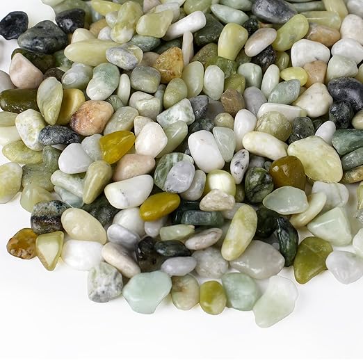 2.5 lbs Jade Pebbles for Indoor Plants, 3/8" Plant Rocks for Pots Indoor, Decorative Small Stones for Plants, Bamboo,Vase, Succulent, Highly Polished Small River Rocks-PurrikoPets