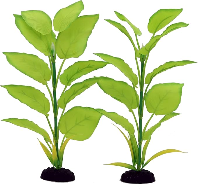 2-Pack 12 Inch Aquarium Silk Aquarium Plants, Artificial Plastic Plant for Small Tank, Goldfish, Fish Hides (Light Green, 12 Inch)-PurrikoPets