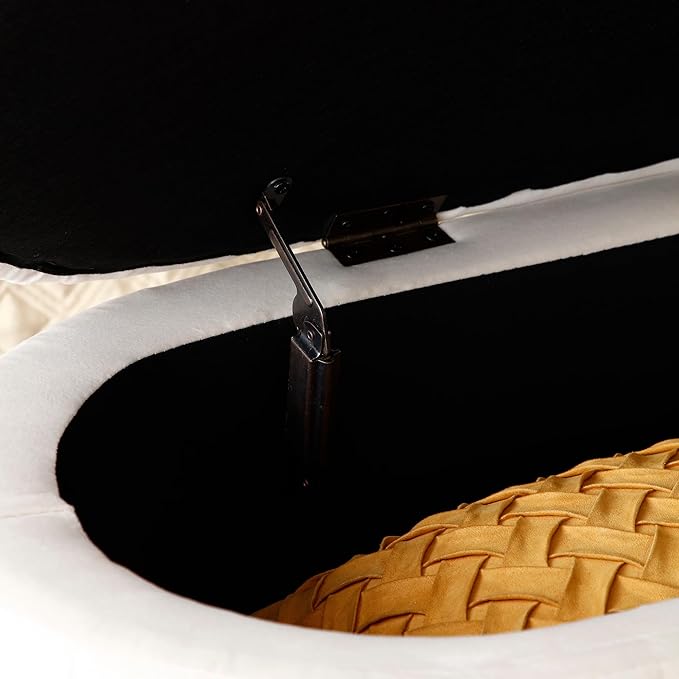 50" Sherpa Storage Ottoman Bench – Velvet Upholstered Bedroom Bench with Golden Metal Legs, Lift-Top Hidden Storage, Modern Footrest for Living Room, Entryway, Bed End (Beige)-PurrikoPets