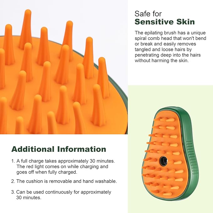 3-in-1 Steam Brush for Cat and Dog Deshedding - Portable Pet Hair Removal Tool for Indoor Shedding, Grooming Supplies-PurrikoPets