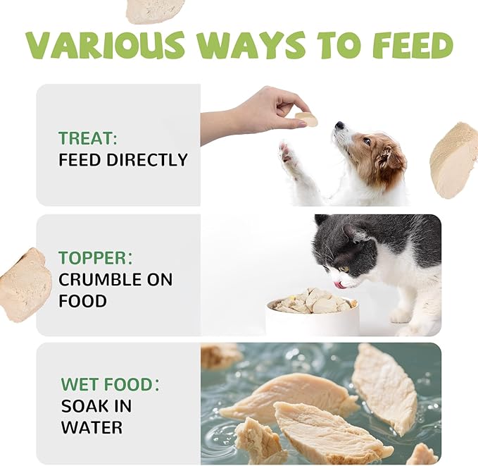 Freeze Dried Cat Treats, Raw Chicken Food for Dogs Cats, Single Ingredient, High Protein Natural Healthy Topper, 3.8 oz-PurrikoPets