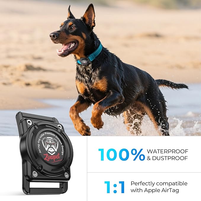 2025 Upgrade Airtag Dog Collar, Reflective Dog Collar with Airtag Holder, IP68 Waterproof| Metal Buckle| Ultra-Durable| Comfortable Padded, GPS Dog Collars for Medium Large Dogs (Blue,M)-PurrikoPets