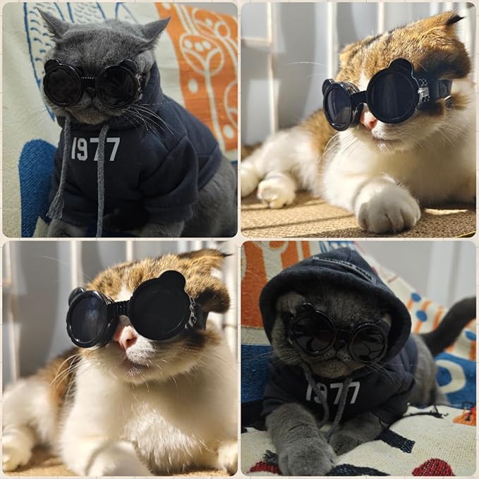 Dog Goggles for Small Breed UV/Wind/Dust Protection Puppy Sunglasses with Adjustable Strap - Black-PurrikoPets