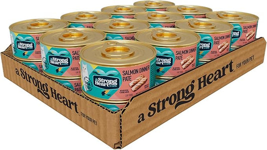 A Strong Heart Canned Wet Cat Food, Salmon Dinner Paté - 3 oz Cans (Pack of 24), Made in The USA with Real Salmon-PurrikoPets