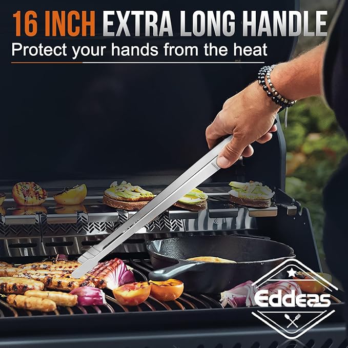 16 Inch long Kitchen Tweezers - 2 Pack large Tweezer Tongs for Cooking, Heavy Duty Stainless Steel Heat Resistant 600°F Food tweezers, Dishwasher safe-PurrikoPets