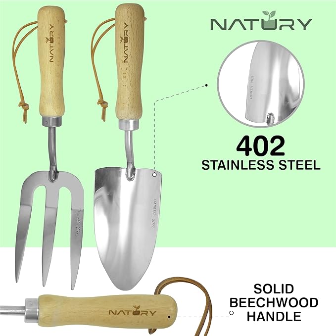 Garden Tools Set – Premium Stainless Steel Gardening Hand Tools with Solid Beechwood Handle – Gardening Kit with Rake, Shovel, Gloves, Shears, Tool Organizer – Garden Gifts for Women and Men-PurrikoPets