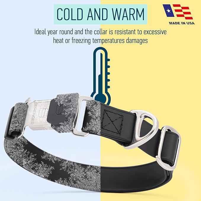 Dogline Biothane Waterproof Dog Collar with Herm Sprenger Black Stainless Steel Quick Release Buckle – Heavy Duty Tactical Durable Collar for Dogs – Comfortable and Safe Pet Collar W 1" L 15-25" Black-PurrikoPets