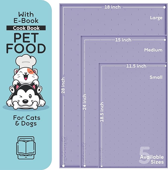 Dog Food Mat - 28x18 Raised Edges Dogs Mat for Food and Water Prevent Spill, Waterproof Cat Food Mats Protect Floors, Easy Clean Dog Bowl Mats for Food and Water, Silicone Pet Feeding Placemats-PurrikoPets
