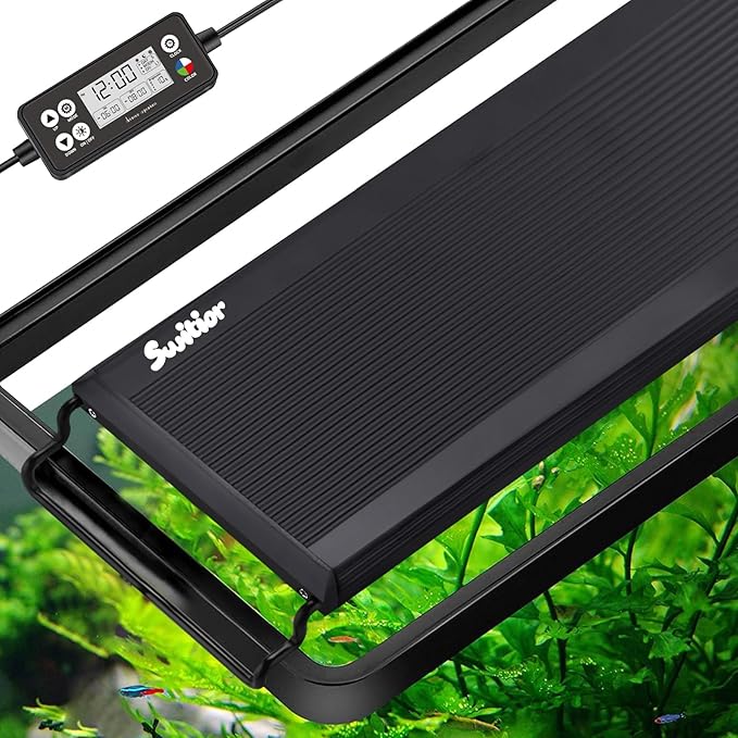 24/7 LED Aquarium Light, IP68 Waterproof Extendable Bracket Fish Tank Light with Timer, 7 Colors, 10 Level Adjustable Brightness, DIY Mode Full Spectrum Aquarium Plant Light for 18-24 Inch Fish Tank-PurrikoPets