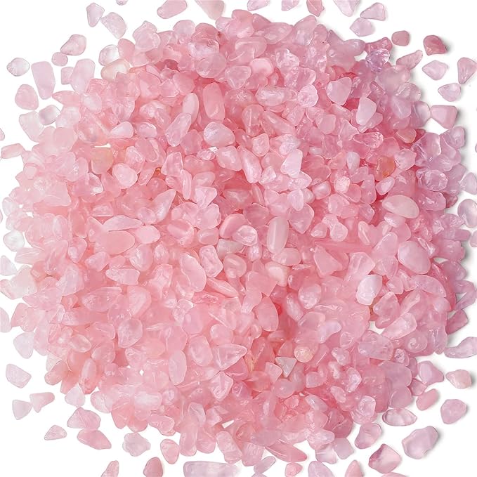 1lb Rose Quartz Aquarium Gravel Rocks Natural Tumbled Healing Crystal Chips Bulk Gemstones Tumbled Crushed Stones for Fountain Vase Filler Planters Decorative Fish Tank Potted Reiki Energy Balancing-PurrikoPets