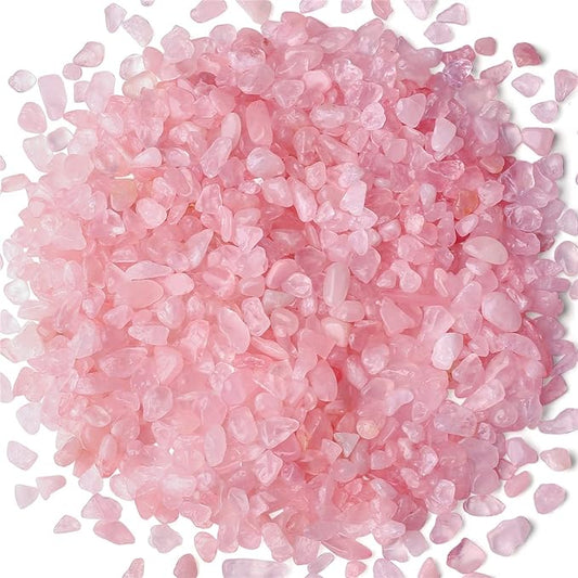 1lb Rose Quartz Aquarium Gravel Rocks Natural Tumbled Healing Crystal Chips Bulk Gemstones Tumbled Crushed Stones for Fountain Vase Filler Planters Decorative Fish Tank Potted Reiki Energy Balancing-PurrikoPets
