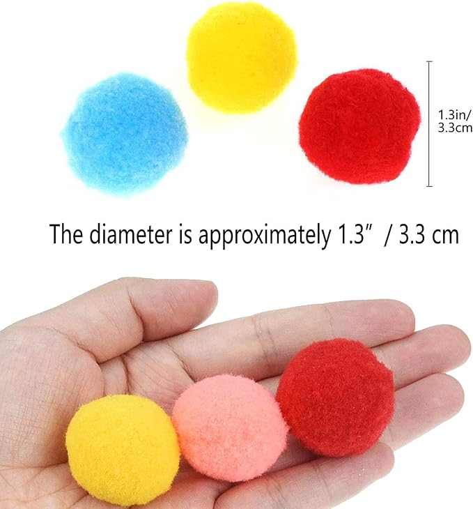 30Pcs 1.3 Inch Cat Toy Balls Soft Kitten Pompom Toys Indoor Cats Interactive Playing Quiet Ball Cats Favorite Toy, Cat Pom Pom Balls for Craft DIY Creative Crafts Decorations (Assorted Color)-PurrikoPets