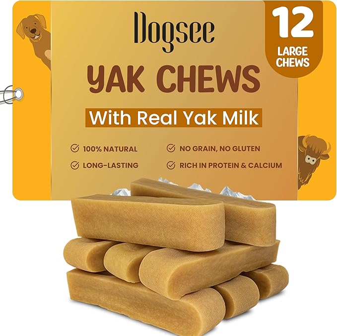 Dogsee Original Yak Cheese Himalayan Dog Chews 3lb (Large - 12 Bars) | 100% All Natural | Dog Treats Large Breed | Dog Chews Long Lasting for Aggressive Chewers | High Protein Dental Sticks-PurrikoPets