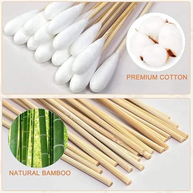 200-Pack of Long, Large Dog Ear Swabs with Bamboo Sticks: Perfect for Dog Ear Cleaning and Infection Treatment. Gentle, Effective, and Eco - Friendly for Pet Hygiene-PurrikoPets