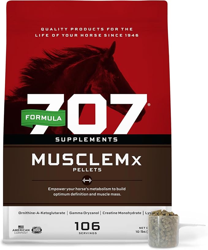 Formula 707 MuscleMx Equine Supplement, 10 lb Bag – Conditioning Support and Muscle Builder for Horses with Lysine, Gamma Oryzanol, Creatine & OKG-PurrikoPets
