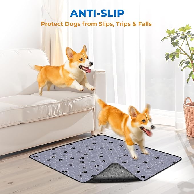 Fostanfly Non-Slip Washable Pee Pads for Dogs, 2 Pack Large 63"x63" Ultra-Absorbent and Leak-Proof Reusable Potty Training Pads for Dogs and Cats Puppy Pads-PurrikoPets