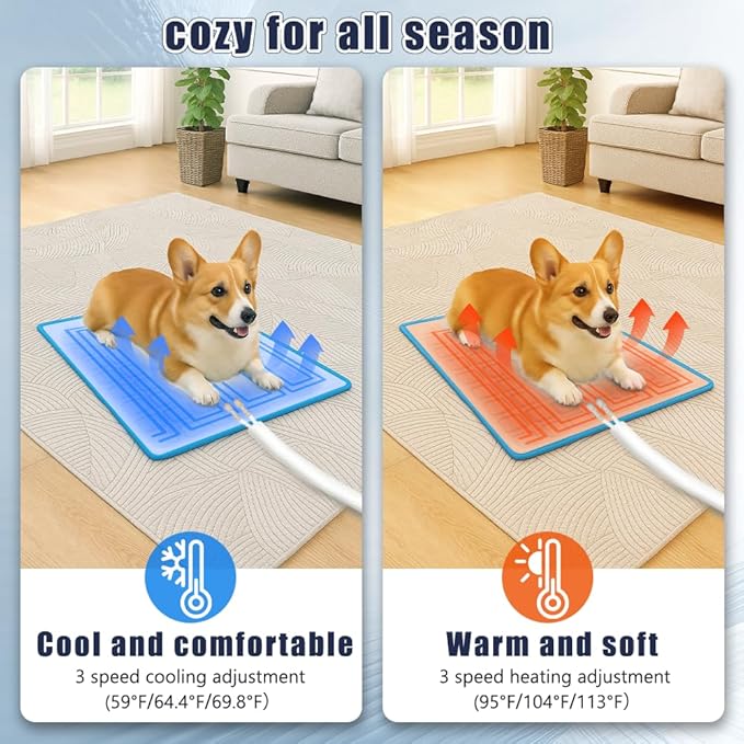 DuDuDog Electronic Self-Cooling and Heating Pet Mat for Dogs and Cats, Quiet Semiconductor Technology with Timed Water Circulation, 15.75 x 23.62 Inches-PurrikoPets