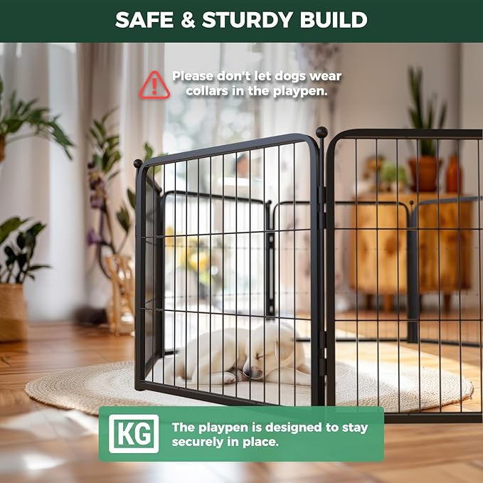 FXW Homeplus Unleashed Indoor Dog Playpen - Stress-Free and Safe Play, Heavy Duty 24 Inch 18 Wire Panels Dog Pen for Puppy and Small Dogs, Black│Patented-PurrikoPets