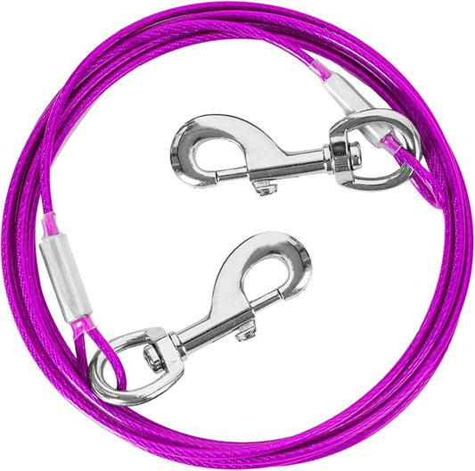 10FT Heavy Duty Dog Tie Out Cable for Large Dogs up to 125lbs, Durable Runner Tether Line (Purple)-PurrikoPets