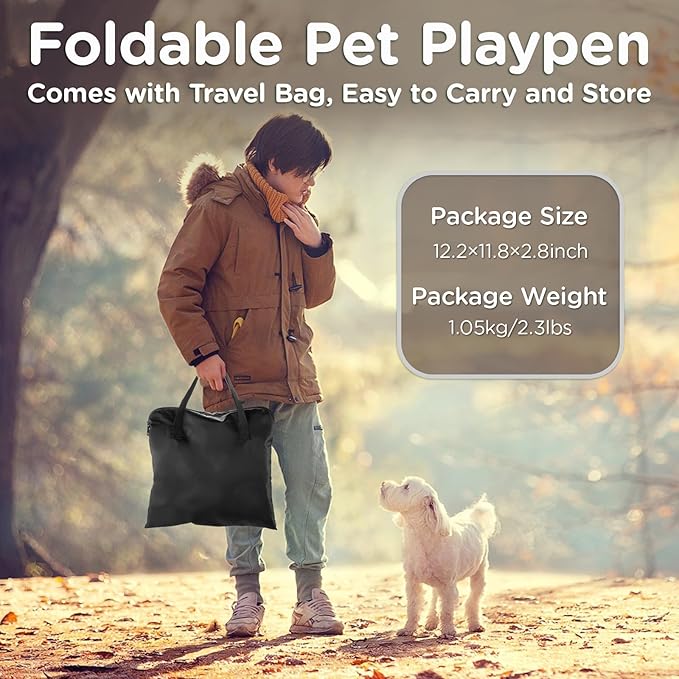 Foldable Pet Kitten Playpen, Upgrade Waterproof Portable Cat Dog Playpen Kennel Tent for Small Dog Cat, Removable Shade Cover, Indoor Outdoor Use for Small Pet, Brown-PurrikoPets