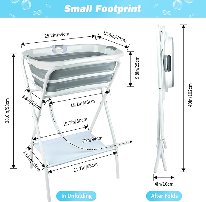 FHTONGE Elevated Dog Bathtub Grooming Station with Drain Adjustable Collar, 2 in 1 Collapsible Dogs Beautify Bathtub Portable Pet Washing Station, Pet Tub for Small Medium Dog Cat Shower Hairdressing-PurrikoPets