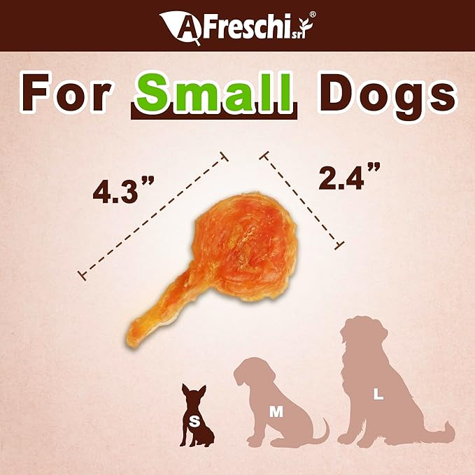 Afreschi Natural Turkey Tendon Lollipop Pack of 4, Dog Treat for Signature Series, All Natural Human Grade Puppy Chew, USA-Sourced Turkey Tendon, Rawhide Alternative-PurrikoPets