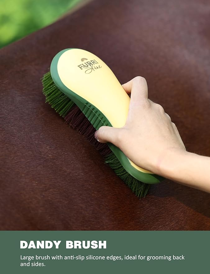 9PCS Horse Grooming Kit Curry Comb Sweat Scraper Horse Bathing Supplies Grooming Tools with Storage Bag Pasture Glow-PurrikoPets